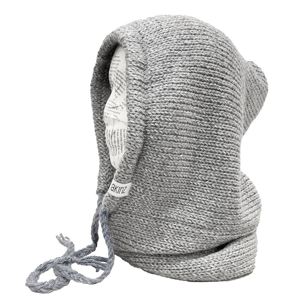 Akinz Handmade Versed Hooded Cowl Neck warmer Sterling Silver Gray winter ski